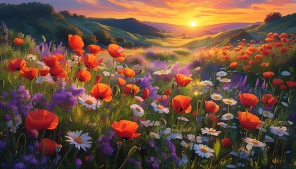 Enchanting and mystical carnival scene at night with colorful tents and glowing lanterns reflecting on wet ground creating a magical and atmospheric ambiance