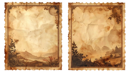 Two antique-style parchment pages
