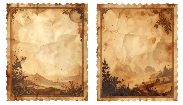 Two antique-style parchment pages - Powered by Adobe