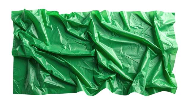 Green plastic sheet crumpled