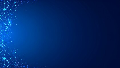 Dark blue and glow particle abstract background, template for design, banner, copy space