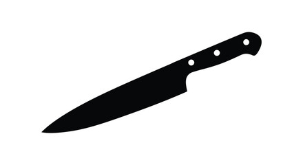 A simple black silhouette of a kitchen knife on a white background