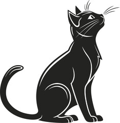 Fototapeta premium Minimalist Black Cat Silhouette Illustration in Monochrome