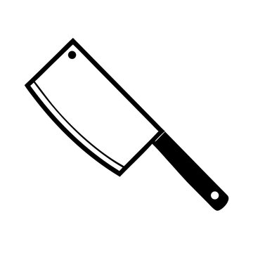black cleaver knife on white background clip art preview