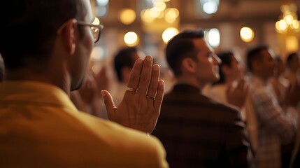 Glimpse of Devotion: Capturing a candid moment of a gathering individuals engaged in prayer, emphasizing the sincerity and unity of collective spirituality.