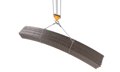 Construction crane lifting rebar 3d  transparent background