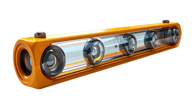 Orange tube-like device with clear segments