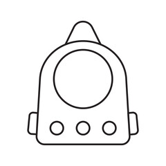 Outline Illustration of a Backpack with Circular Design and Three Lower Circles in Black and White