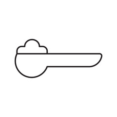 A simple line drawing icon representing a scoop filled with powder, perfect for conveying concepts of measurement, ingredients, or supplements in a clean and minimalist design