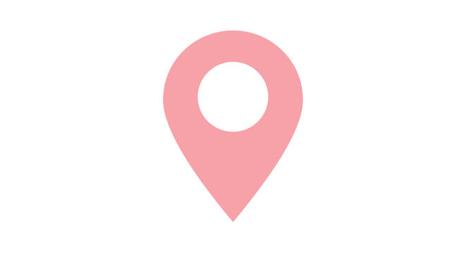 Pink Location Pin Icon with Circular Cutout Design.
