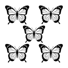 Elegant Pink Butterflies on Black:  Glowing Outline Design, Repeating Pattern, Mystical Mood.