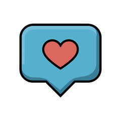 chat bubble with heart vector illustration flat design icon symbolizing social media like love and message