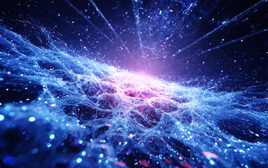 Obraz premium Vibrant Abstract Digital Network with Bright Light Burst