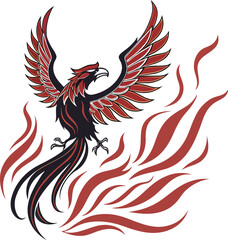 Fototapeta premium Phoenix Rising from Ashes Mythical Phoenix Bird