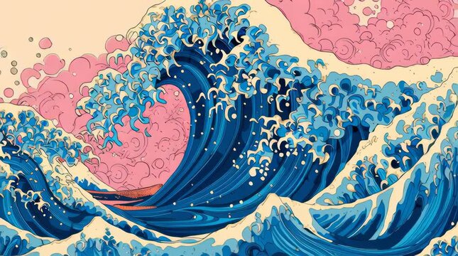 the big wave of kanagawa, but in a modern graffiti style,

