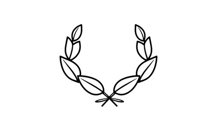 Simple black line drawing of a laurel wreath, symbolizing victory or achievement.