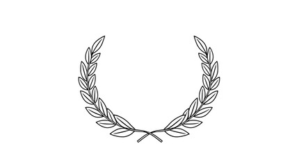 Simple black and white laurel wreath graphic design, symmetrical and circular.