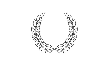 Simple black and white laurel wreath graphic design.