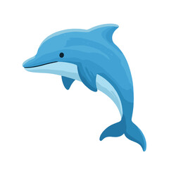 Naklejka premium blue dolphin, cute dolphin, cartoon dolphin, whimsical dolphin, jumping dolphin, playful dolphin, baby dolphin, adorable dolphin, kawaii dolphin, little dolphin, funny dolphin, ocean animal, sea creat