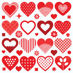 Red Heart Shapes Set – Decorative Love and Valentine Vector Collection