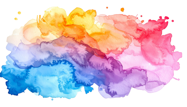 Multicolor Watercolor Splash Isolated on Transparent Background - Powered by Adobe