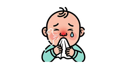 Obraz premium Adorable Baby with Cold A Cute Illustration