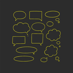 Crayon speech bubble vector set - hand drawn doodle chat balloon shapes, think cloud sketches. Handmade Speech Bubble Icons ? Branding & Storytelling Tools