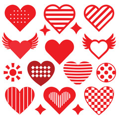 Red Heart Shapes Set – Decorative Love and Valentine Vector Collection