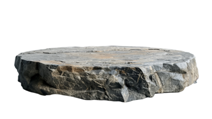 Rock stone podium for product placement isolated on transparent background.

