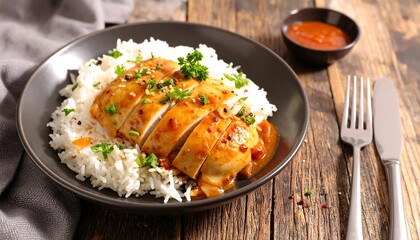Delicious Roasted Chicken with Rice.