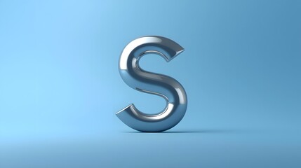 Metallic S Icon: A glossy, metallic letter S rests gracefully against a soft, pastel-blue backdrop, radiating sophistication and modern simplicity.