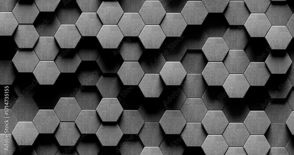 Wall mural Modern Hexagonal Patterns on a Textured Surface Showcase Depth