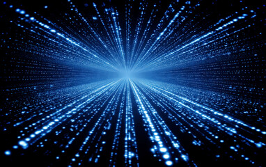 Blue Digital Rays Radiating from the Center in a High-Tech Scene