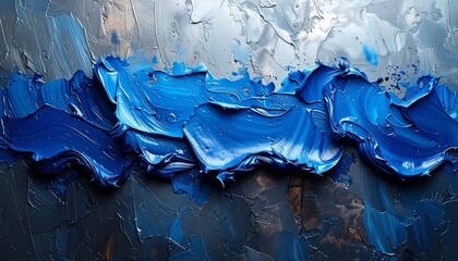 Abstract painting texture with bold blue strokes