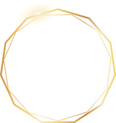gold line diamond frame isolated on transparent background