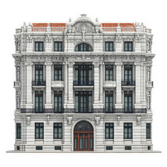 Fototapeta premium 3d illustration front of historic building in the city,on white background.