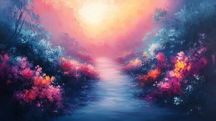 The scene is painted in soft pastels with broad brushstrokes, giving it a dreamy and colorful atmosphere --ar 16:9 --stylize 750 --v 6.1 Job ID: cd81a919-28b6-46b8-9ef1-8ce6c2af446e