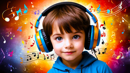 Child in music background	