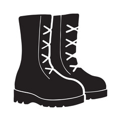 Vector art of pair of black combat boots for military use