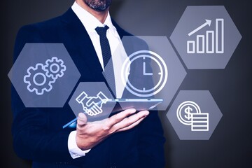 Time management project efficiency strategy goals business technology internet concept.