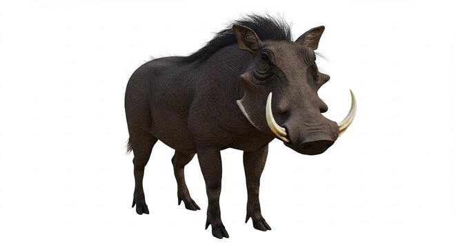 Jabali africano poderoso brilla intenso luz natural fondo blanco. AI Generated