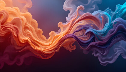Abstract colorful smoke background with orange and blue hues creating a mesmerizing and dynamic visual effect