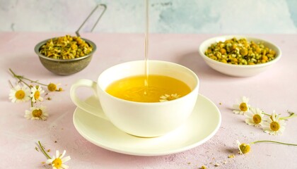 Chamomile tea being poured