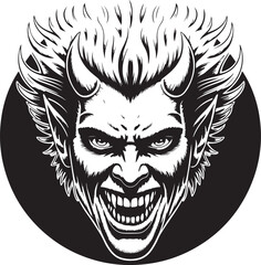 Tribal skull warrior head with lion crown and gothic wings illustration