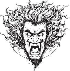 Lion Head Mascot Gothic Tattoo Vector Design