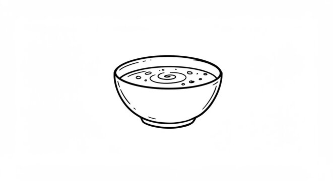 Ilustracion sencilla taz�n sopa caliente dibujo lineal estilo vintage. AI Generated