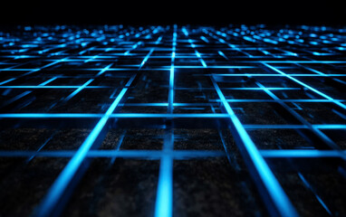 Blue glowing grid pattern representing digital technology and connectivity