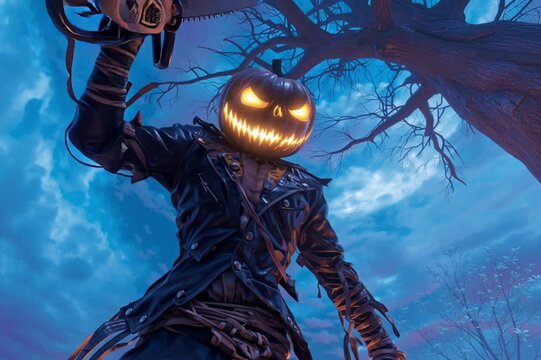 scary halloween character, AI generated video