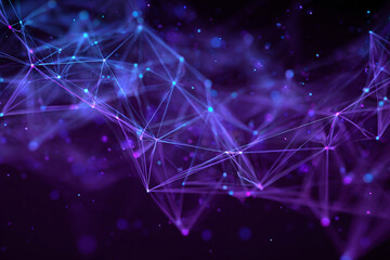Glowing network of interconnected nodes and lines, representing digital connectivity and technology.