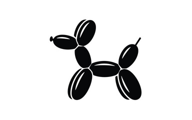 Simple black silhouette of a balloon dog on a white background © MSTTARZINA